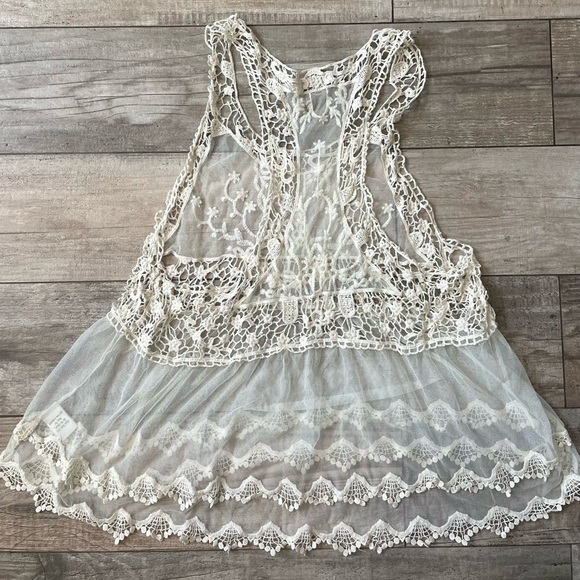 Lace and sheer tank top festival concert beach Sz L - Picture 6 of 6
